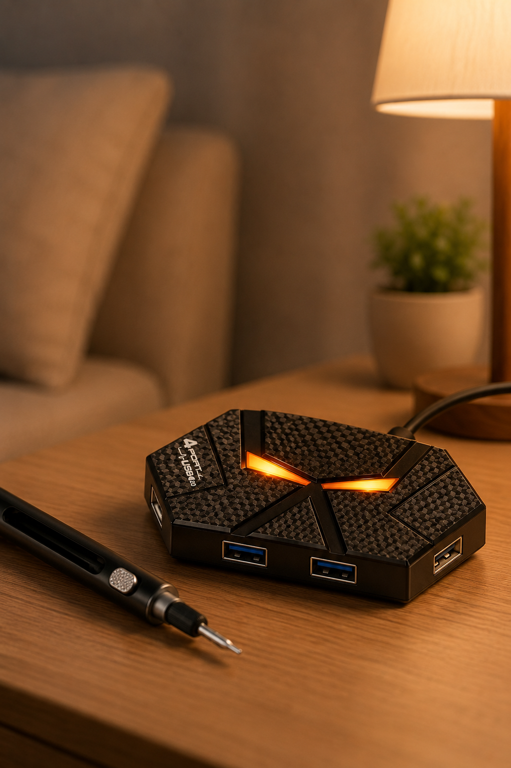5-in-1 RGB Gaming USB Hub – 4 USB 2.0 Ports + 1 USB-C Port
